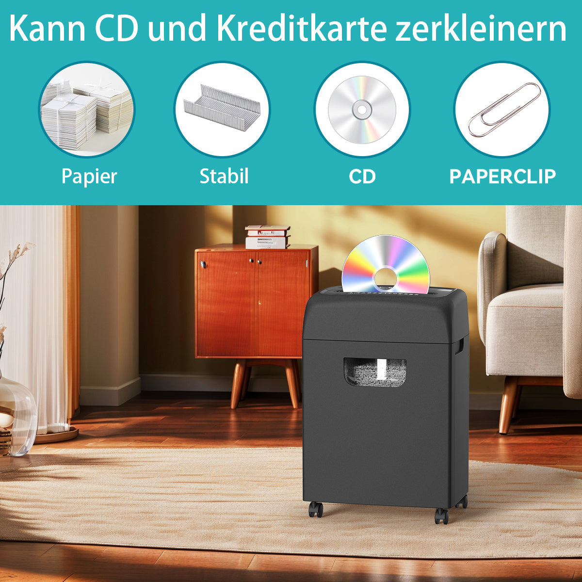 US Local Woolsche Cross Cut Document Shredder 18 Sheet Document Shredder Credit Card Shredder Security Level P-4 For Home, Office And Schools