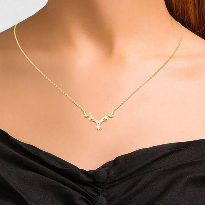 Simple Large Antlers Pendant Necklace