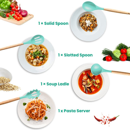 US Local 4 Colors Options -- Set Of 35Pcs Kitchen Cooking Utensils Set Spatula Set Baking Utensil Set Kitchen Accessories Necessities With Holder Egg Whisk Separator Tong Turner Spoons Cups