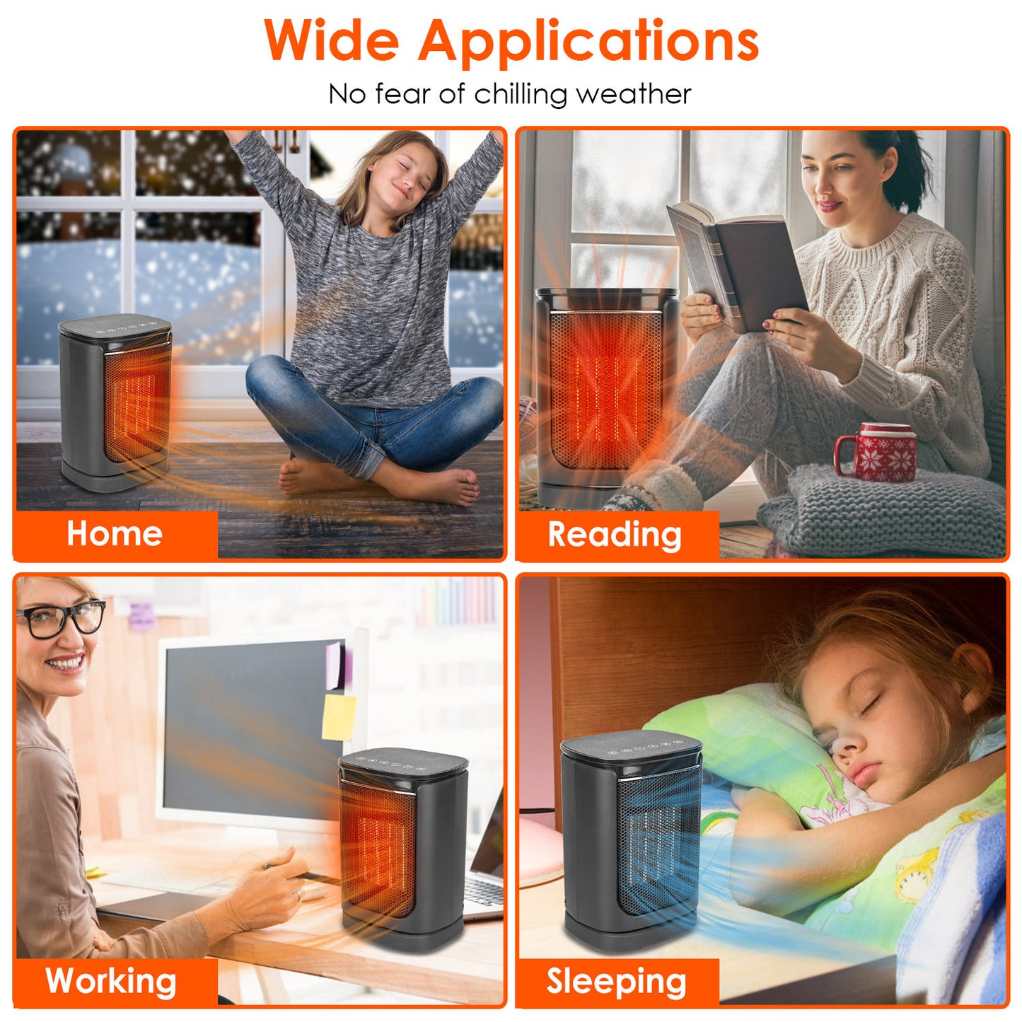 US Local 1500W Electric Space Heater Ceramic Heater Fan 90 Degree Oscillating Heating Fan With 3 Modes Remote Control Digital Display Tip-over Overheating Protection For Home Office