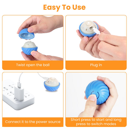 US Local 1Pc Cat Toys Ball Fast Rolling In Pouch Rechargeable Motion Activated Interactive Cat Toys For Indoor Cats Hide And Seek Mouse Catching Game