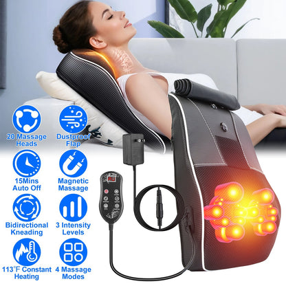 US Local 1Pc Back Massager With Heat 3D Kneading Massage Pillow Shiatsu Full Body Massager For Back Neck Waist Arm Abdomen Calf