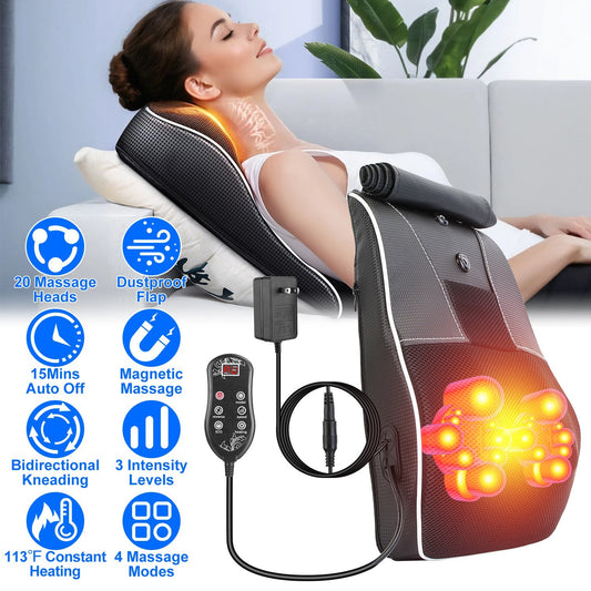 US Local 1Pc Back Massager With Heat 3D Kneading Massage Pillow Shiatsu Full Body Massager For Back Neck Waist Arm Abdomen Calf