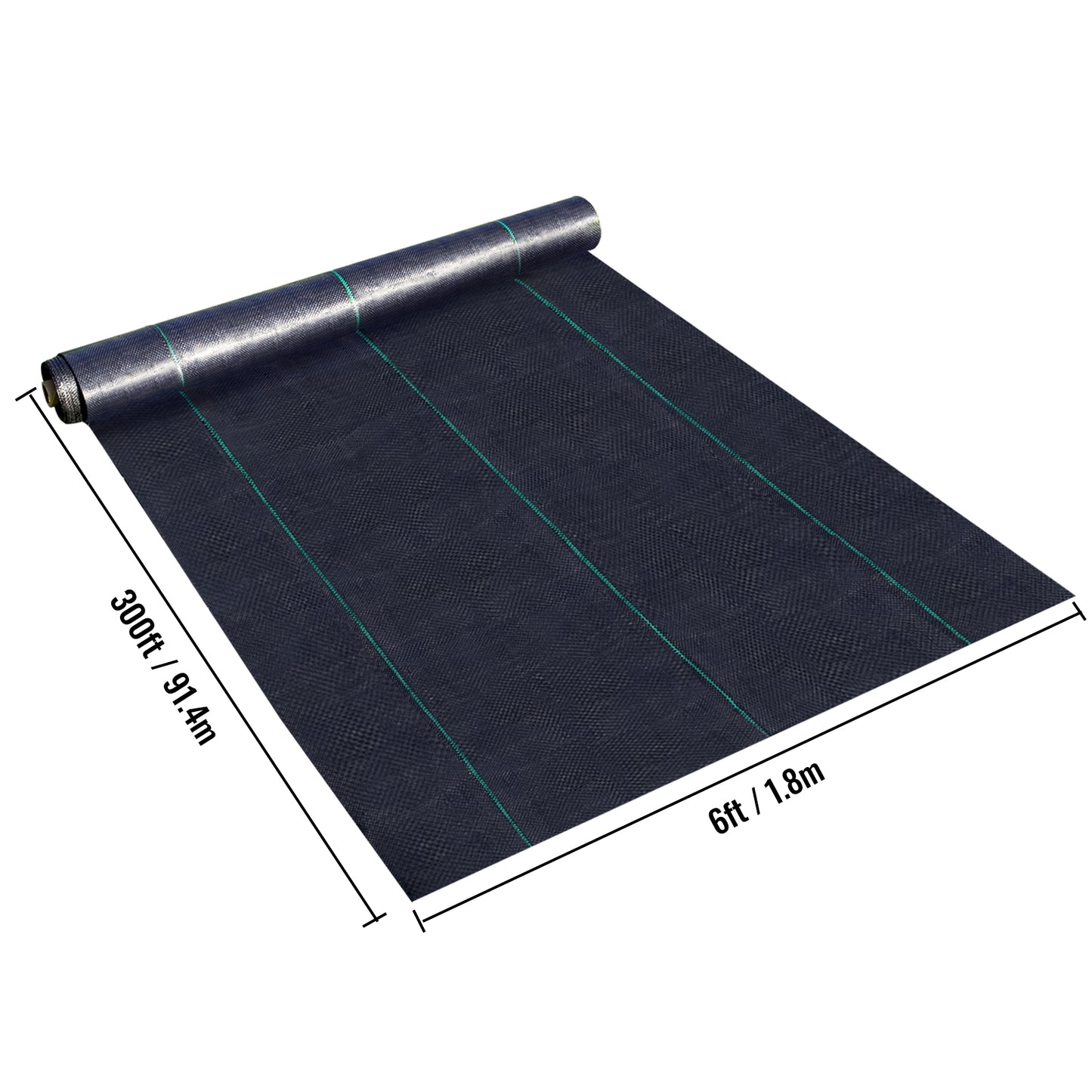 US Local VEVOR 6FT300FT Premium Weed Barrier Fabric Heavy Duty 2.4OZ, Woven Weed Control Fabric, High Permeability Good For Flower Bed, Geotextile Fabric For Underlayment, Polyethylene Ground Cover