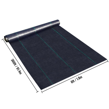 US Local VEVOR 6FT300FT Premium Weed Barrier Fabric Heavy Duty 2.4OZ, Woven Weed Control Fabric, High Permeability Good For Flower Bed, Geotextile Fabric For Underlayment, Polyethylene Ground Cover