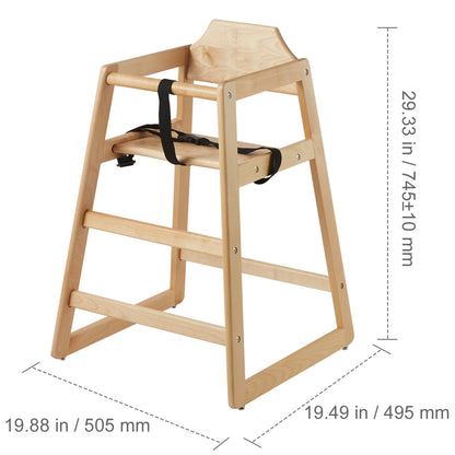 US Local VEVOR Wooden High Chair For Babies Toddlers, Double Solid Wood Feeding Chair, Eat & Grow Portable High Chair, Easy To Clean Baby Booster Seat, Compact Toddler Chair, Natural