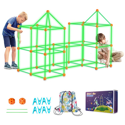 US Local VEVOR Tent Fort Building Kit For Kid Glow In The Dark STEM Construction Toy 140P