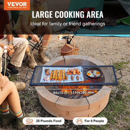 US Local VEVOR X-Marks Fire Pit Grill Grate, Rectangle Cooking Grate, Heavy Duty Steel Campfire BBQ Grill Grid With Handle & Support X Wire, Portable Camping Cookware For Outside Party Gathering, 44 Inch Black