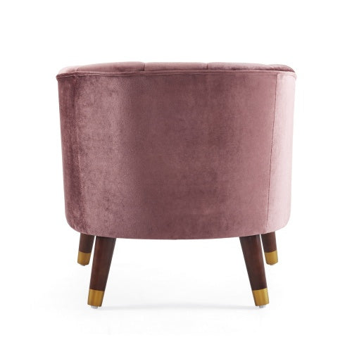 US Local Upholstered Barrel Accent Chair With Wooden Legs