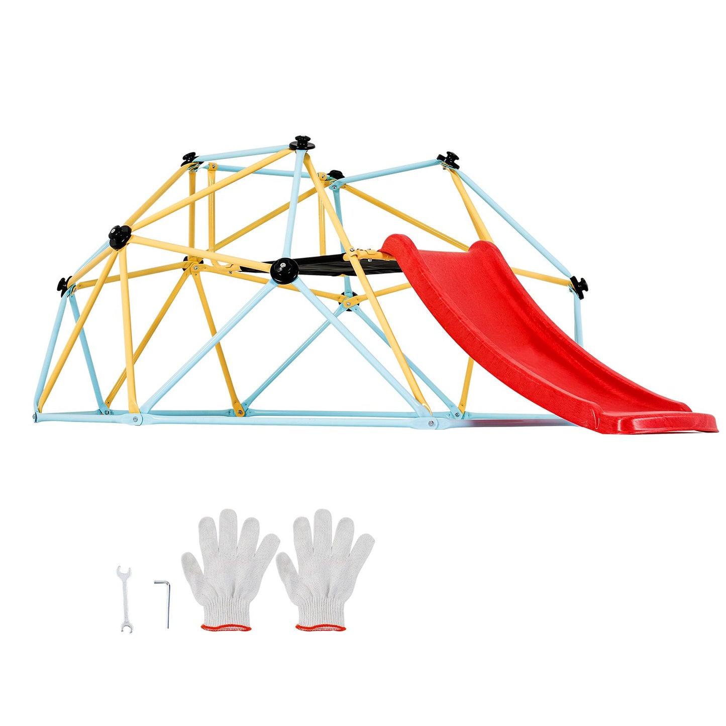 US Local Climbing Dome, For Kids 3 To 9 Years Old, 8FT Geometric Dome Climber With Slide,Jungle Gym Supports 600LBS And Easy Assembly, With Climbing Grip, Outdoor And Indoor Play Equipment For Kids