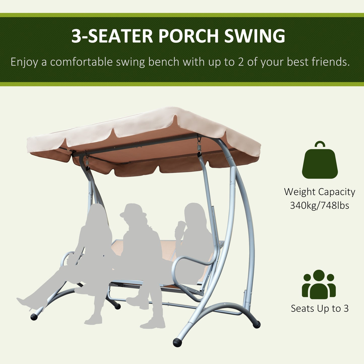 US Local Outdoor Swing Chair Bench With Stand And Adjustable Canopy Porch Swing For Patio Garden