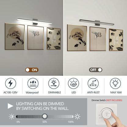 US Local Modern LED Vanity Lights For Bathroom 32IN 16W Daylight White Chrome Light Fixtures Bathroom Lights Over Mirror Vanity Lighting Fixtures Vanity Light