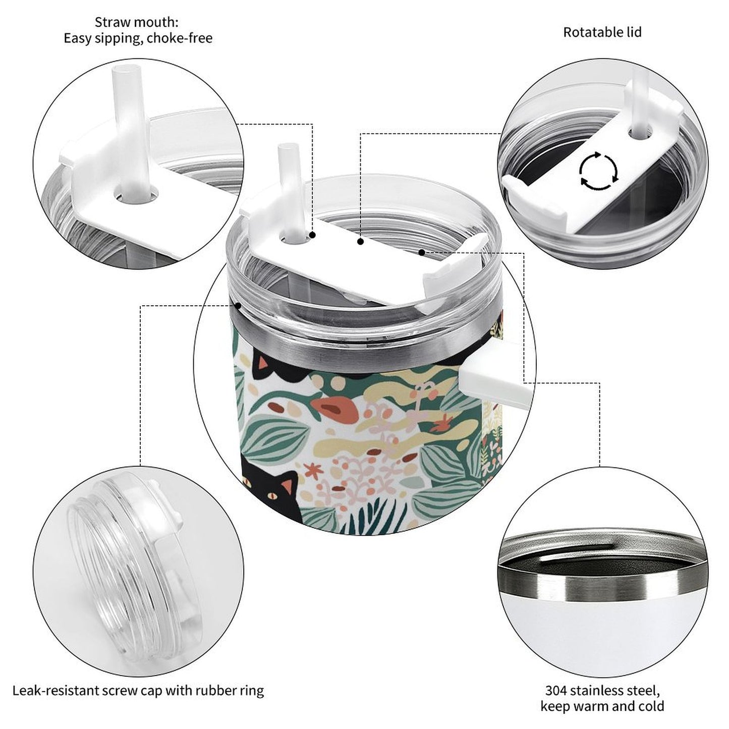 PHDT00251 POD US Local Tumbler 40 oz Large Capacity Car Cup Cat