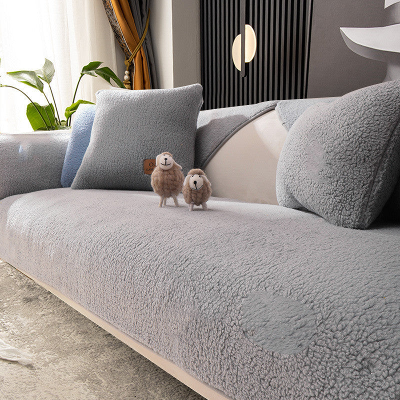 Non-slip Solid Color Simple Lambswool Sofa Cushion