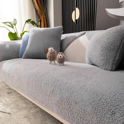 Non-slip Solid Color Simple Lambswool Sofa Cushion