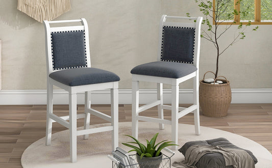 US Local TOPMAX 3-Piece Wood Counter Height Dining Set With 2 Upholstered Chairs