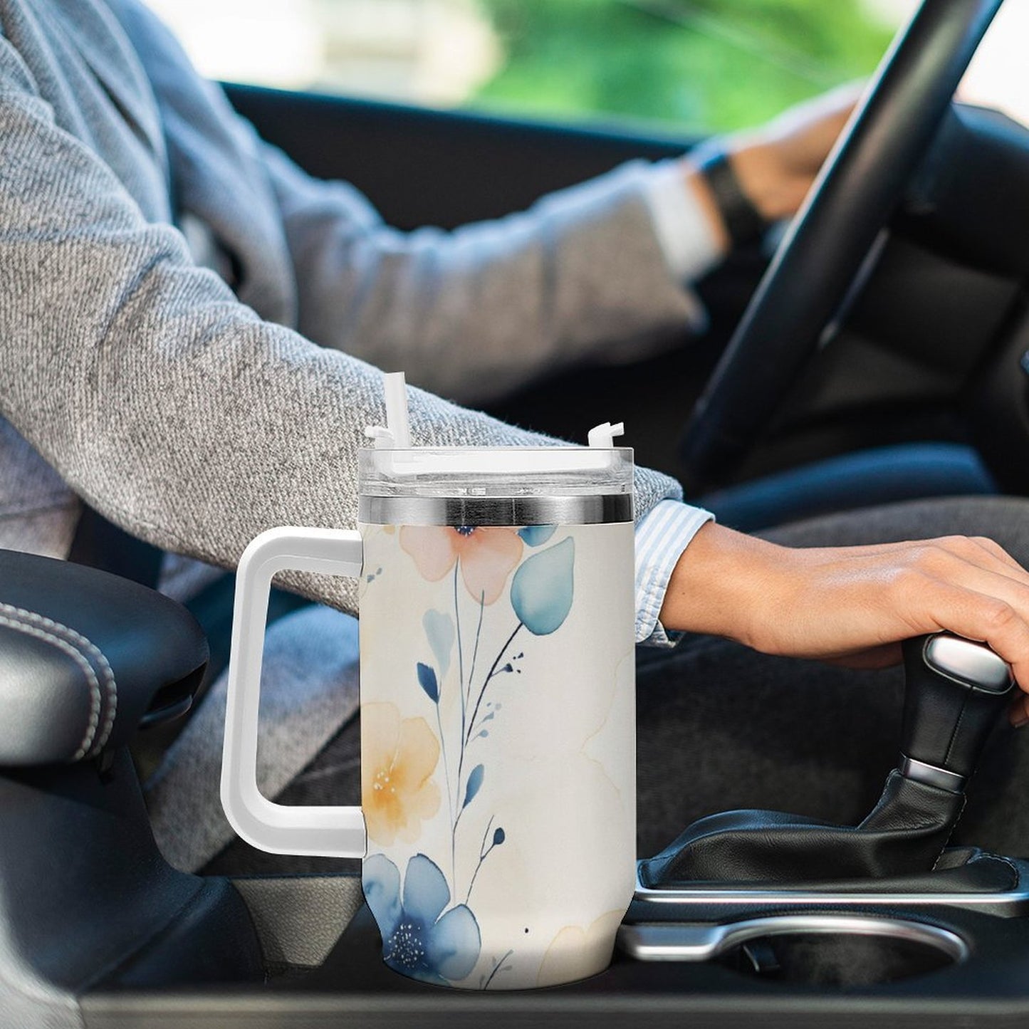 PHDT00472 POD US Local Tumbler 40 oz Large Capacity Car Cup Watercolor, Flower