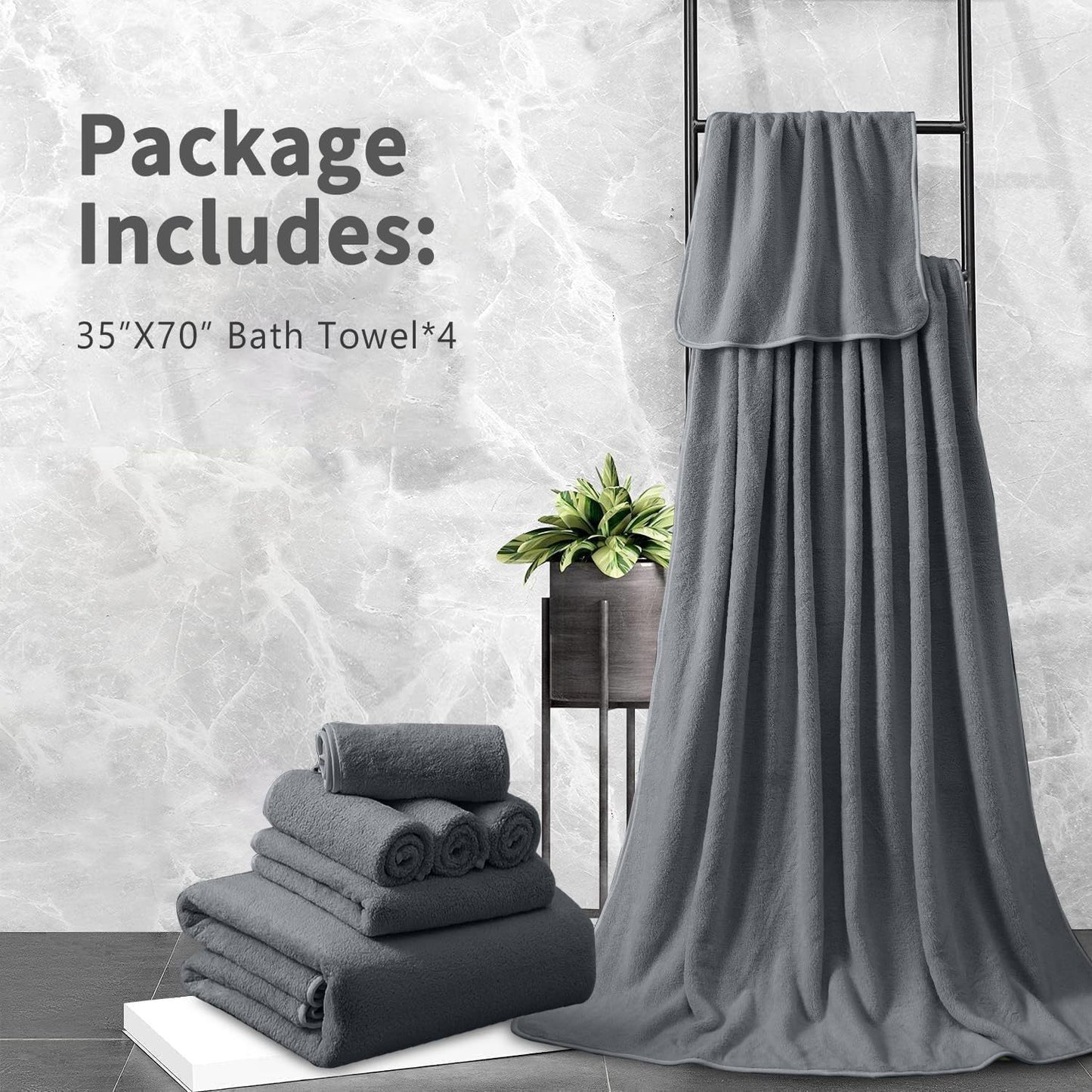 UK Local Coral Fleece Bath Towels Pack Of 3 Gray