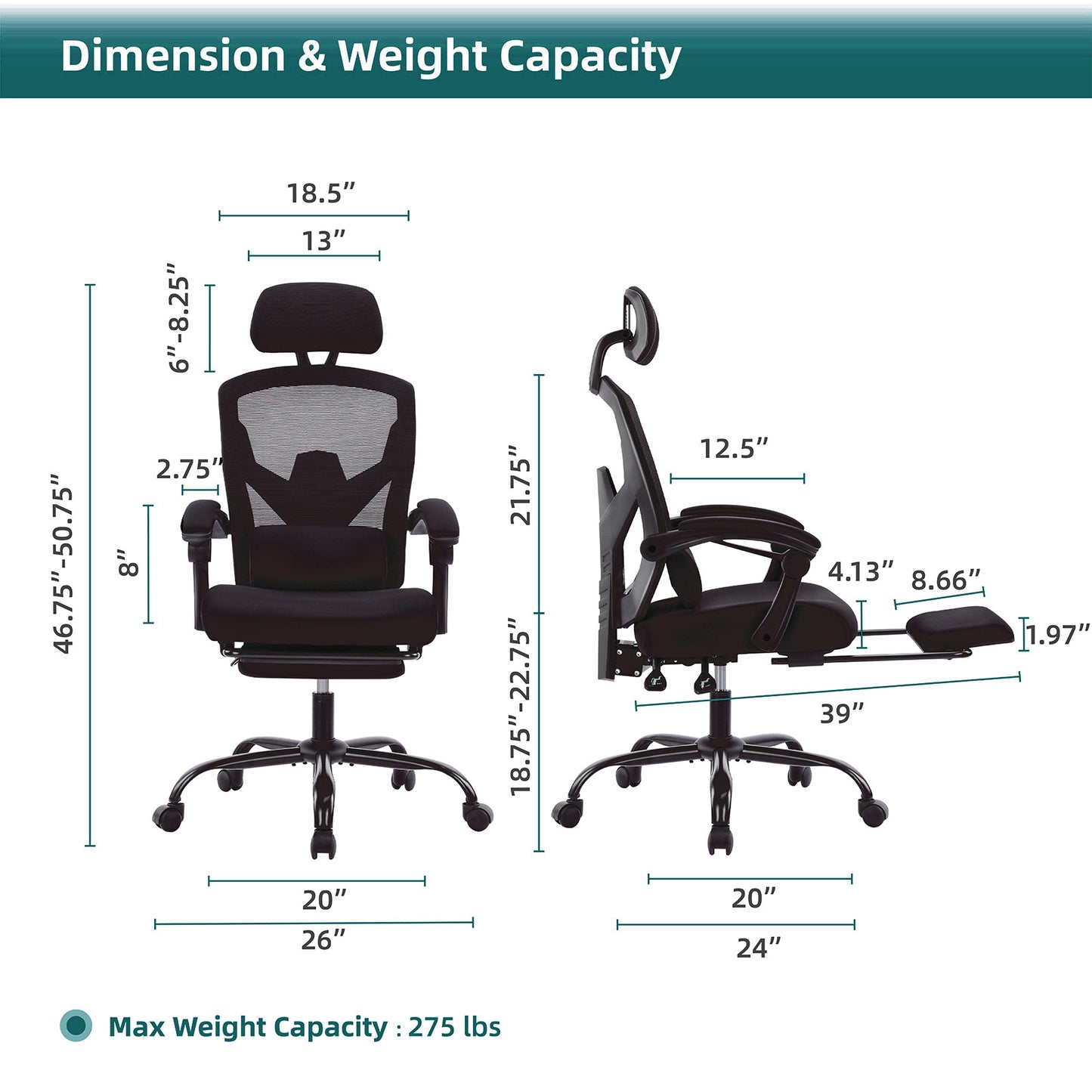 US Local Retractable Footrest Ergonomic Swivel Office Chair With Lumbar Support Pillow And Padded Armrests