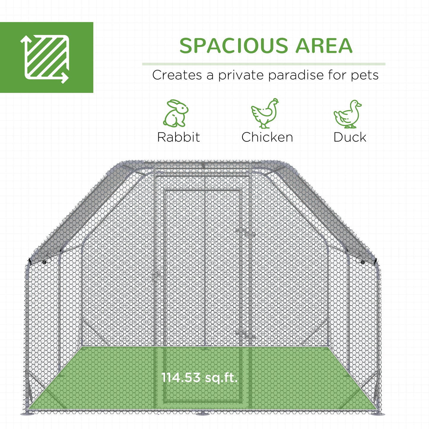 Large Chicken Coop Chicken Run with Waterproof and Anti-UV Cover