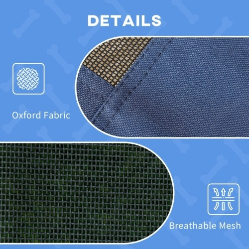 UK Local PawHut Raised Dog Bed Waterproof Elevated Pet Cot With Breathable Mesh UV Protection Canopy Blue, For Medium Dogs, 76 X 61 X 73cm