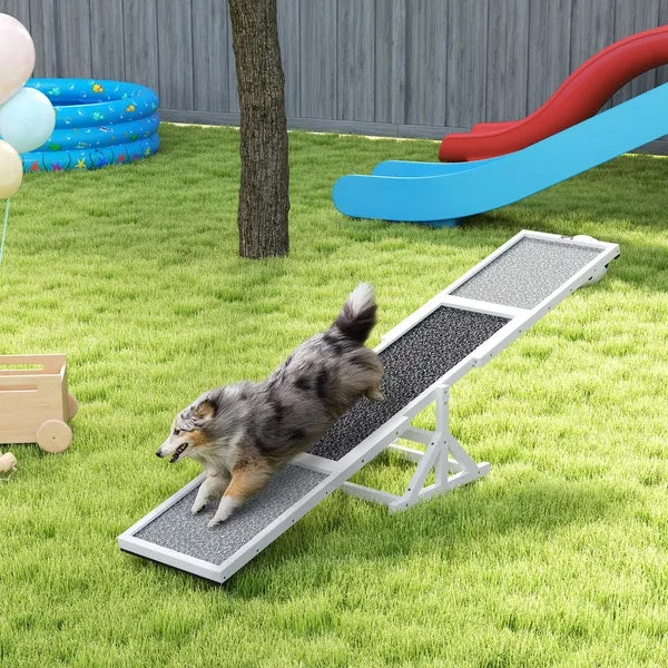 US Local Wooden Dog Agility Seesaw For Training And Exercise, Weather Resistant, 83 L X 16 W X 14 H Inch