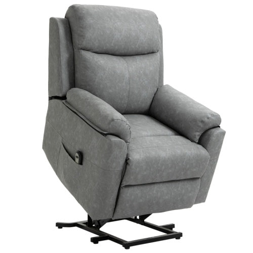 UK Local HOMCOM Faux Leather 70 Electric Riser Recliner Chair - Grey