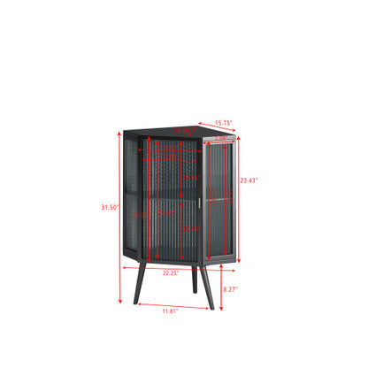 US Local Floor Standing Cone-shaped Cabinet With Tempered Glass Doors And Storage Shelves