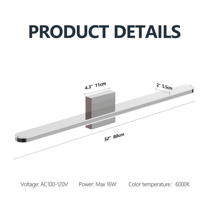 US Local Modern LED Vanity Lights For Bathroom 32IN 16W Daylight White Chrome Light Fixtures Bathroom Lights Over Mirror Vanity Lighting Fixtures Vanity Light