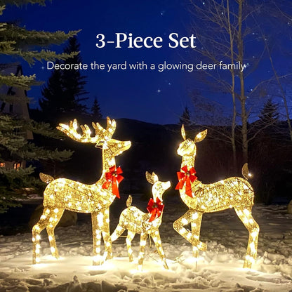 US Local Golden Christmas Reindeer Set - 3-Piece Holiday Decoration