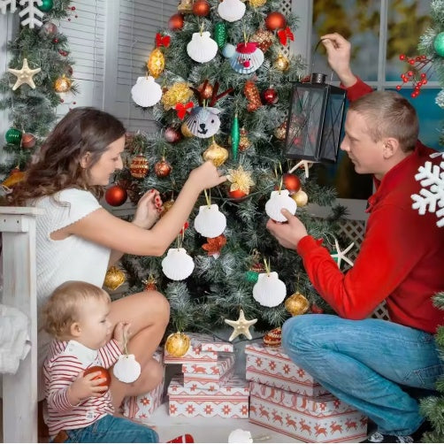 US Local Seashells For Crafting Christmas Ornaments 24pcs 2-3 Inch Hanging Sea Shells Natural White Scallop Shells For Crafts