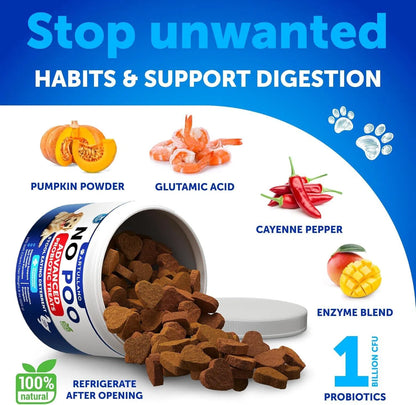 US Local No Poo Chews for Dogs – Puppy Coprophagia Stool-Eating Deterrent with Probiotics & Enzymes | Stop Dogs from Eating Poop | Digestive, Immune & Gut Health Support