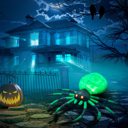 US Local HOMCOM 6 Halloween Inflatable Outdoor Decoration Spider, Blow Up LED Yard Decor For Garden, Lawn, Party, Holiday, Waterproof