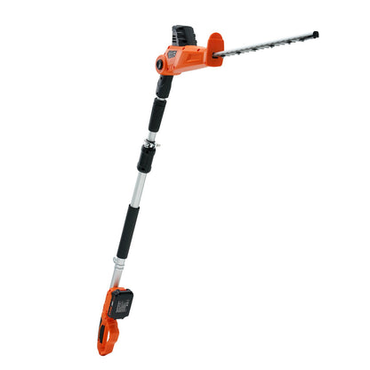 US Local VEVOR 20V Cordless Hedge Trimmer, 18 Inch Double-edged Steel Blade, Pole Hedge Trimmer Kit 20V Battery, Fast Charger Included, Telescoping Design For High Branches