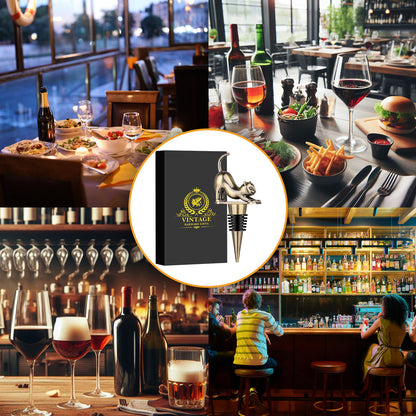 US Local Elegant Upturned Cat Shaped Red Wine Stopper Set With Metallic Luster Bottle Stopper Gift Box, High-end Accessories For Wine Enthusiasts, A Must-have Set For Wine Collectors