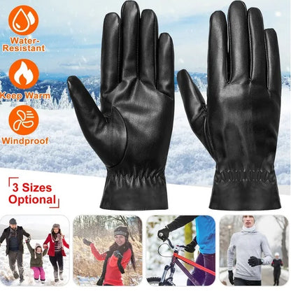 US Local Leather Winter Warm Gloves Outdoor Windproof Soft Gloves Cycling Skiing Running Cold Winter Gloves