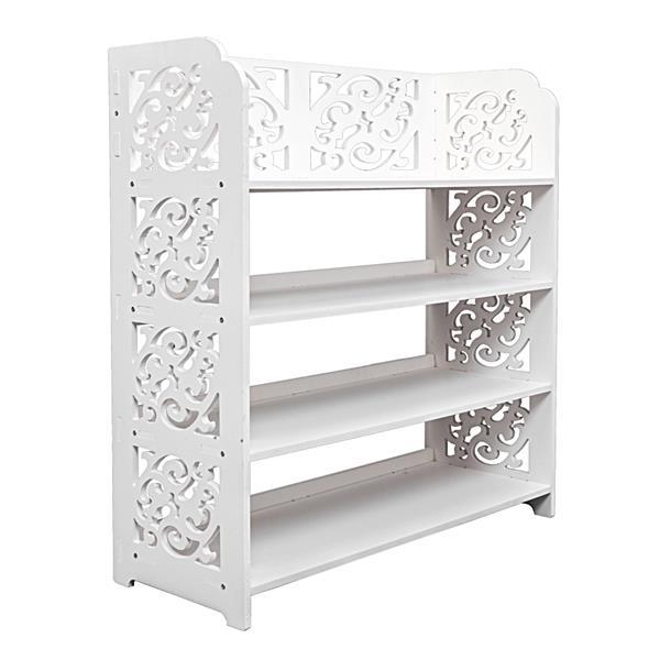 US Local Wood Plastic Panel-4 Layer Carved Shoe Rack