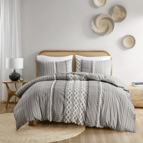 US Local Full Queen Cotton Printed Duvet Cover Set With Chenille