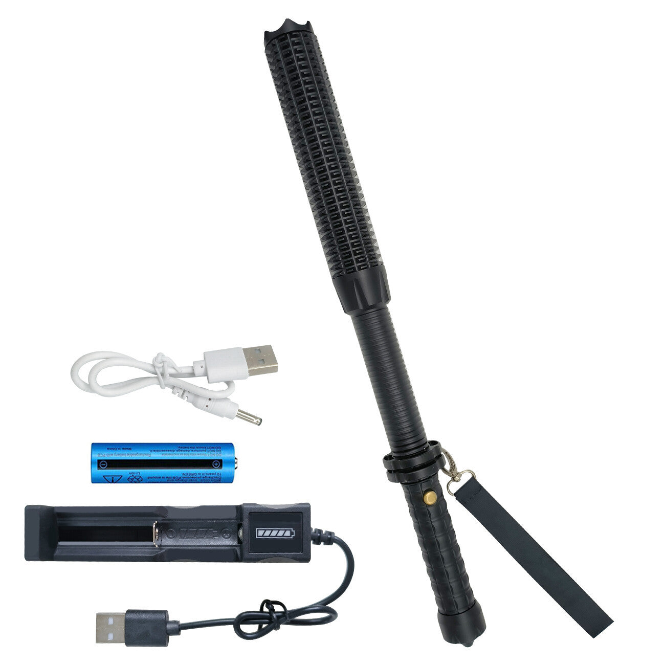 UK Local Baseball LED Flashlight Zoom Rechargeable Torch Spotlight Emergency Security Work Light 3 Lighting Modes