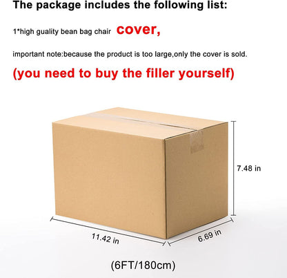 US Local Bean Bag Chair Coverit Was Only A Cover, Not A Full Bean Bag Chair Cushion, Big Round Soft Fluffy PV Velvet Sofa Bed Cover, Living Room Furniture, Lazy Sofa Bed Cover,6ft Light Grey