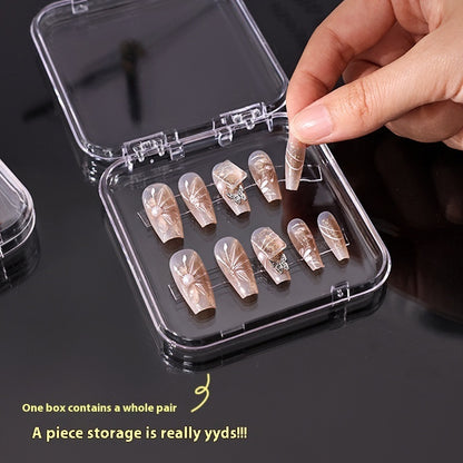 US Local Transparent Manicure Small Wear Nail Box Handmade Nail Storage Box