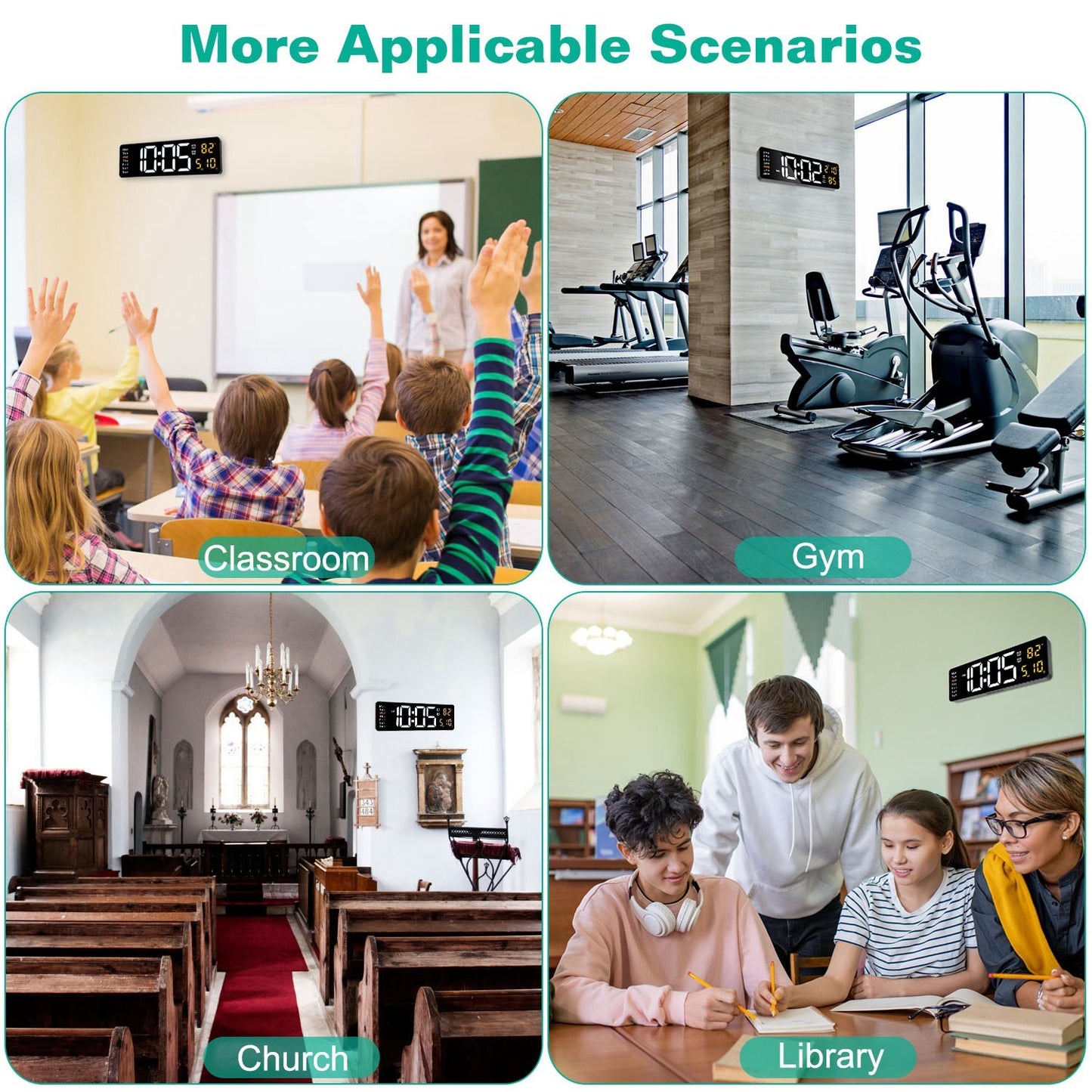 US Local 15.7in LED Digital Wall Clock With Remote Control 10 Level Brightness 3 Alarm Settings 12-24Hr Format Timing Countdown Temperature Calendar Display Decorative Clock For Office Home