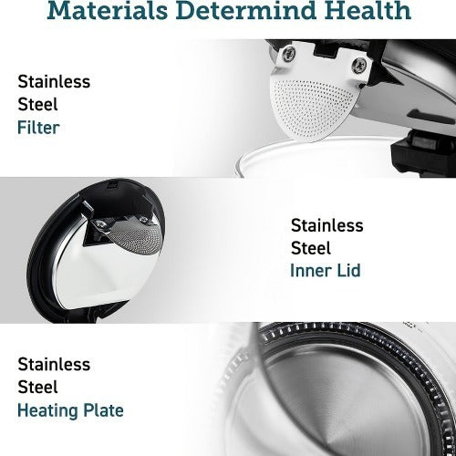 US Local Electric Kettle With Stainless Steel Filter And Inner Lid, 1200W Wide Opening 1.7L Glass Tea Kettle & Hot Water Boiler Black