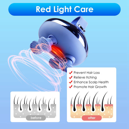 US Local 1Pc Electric Scalp Massager Rechargeable Head Mssager IPX7 Waterproof Dog Cat Massager With Red Light 3 Modes 3 Types Of Massage Claws For Men Women Elders