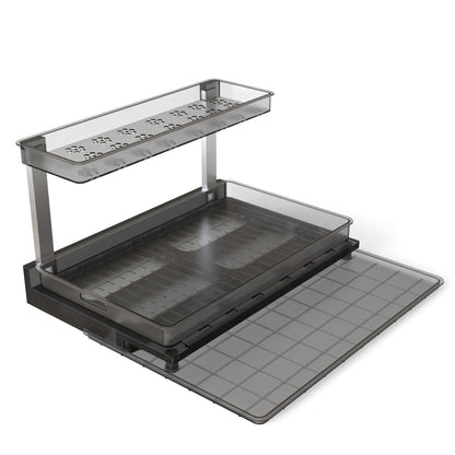 US Local 1Pc 2Tier Pull Out Under Sink Organizer Cabinet Organizer With Sliding Drawer Tray L Shaped Slide Out Storage Shelves For Bathroom Kitchen Cabinet