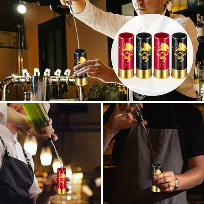 US Local 4 pcs Skull Shot Glasses, 1.5oz - Reusable, High-Quality Plastic Bullet Cups For Whiskey, Cocktails & Wine, Perfect For Bars, Parties & Gifts