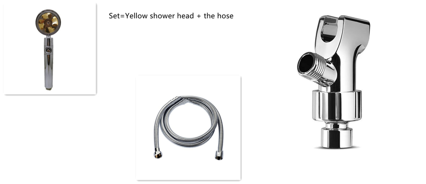 US Local Shower Head Water Saving Flow 360 Degrees Rotating With Small Fan ABS Rain High Pressure Spray Nozzle Bathroom Accessories