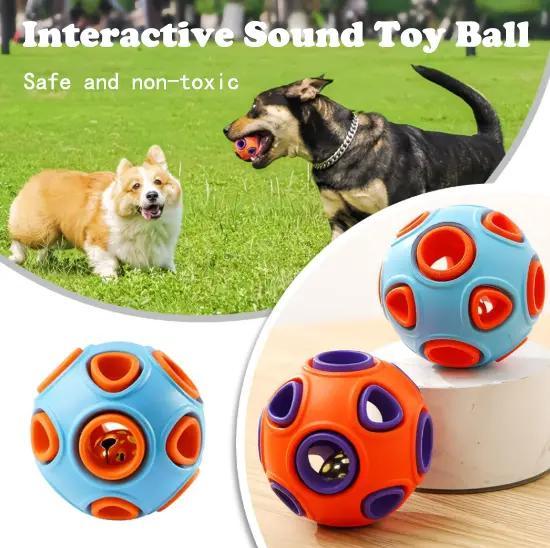 US Local Dog Rubber Ball With Bell Sound, 2-Pack, Interactive Pet Chew Toy For Puppies And Small Dogs