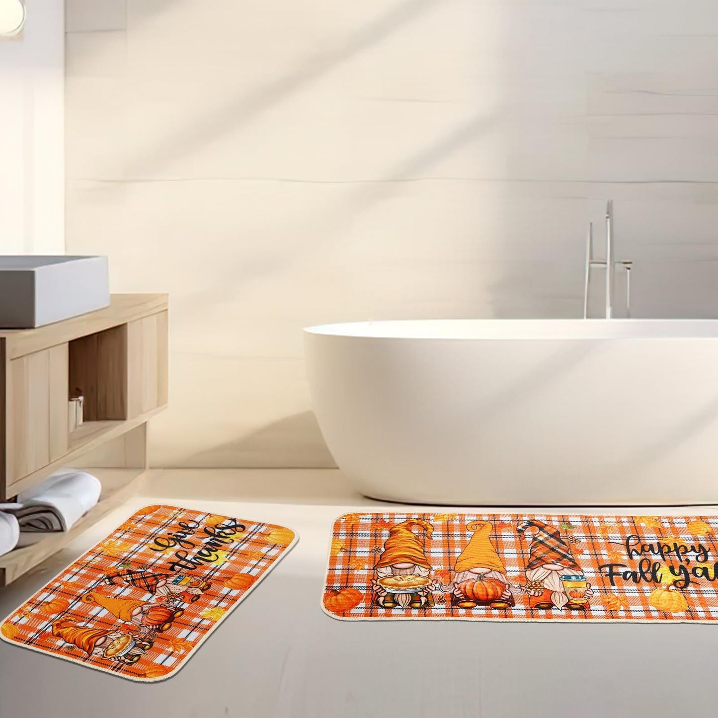 Fall Kitchen Mat Set Of 2, Autumn Kitchen Rugs Maple Leaves Kitchen Mats Decor Thanksgiving Decorative