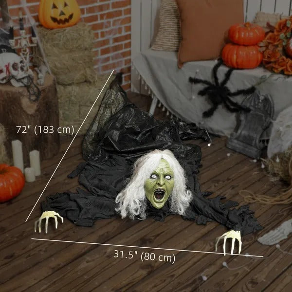 CA Local 72 Life Size Halloween Animated Crawling Zombie With Glowing LED Eyes, Battery Operated, Indoor Outdoor Party Props
